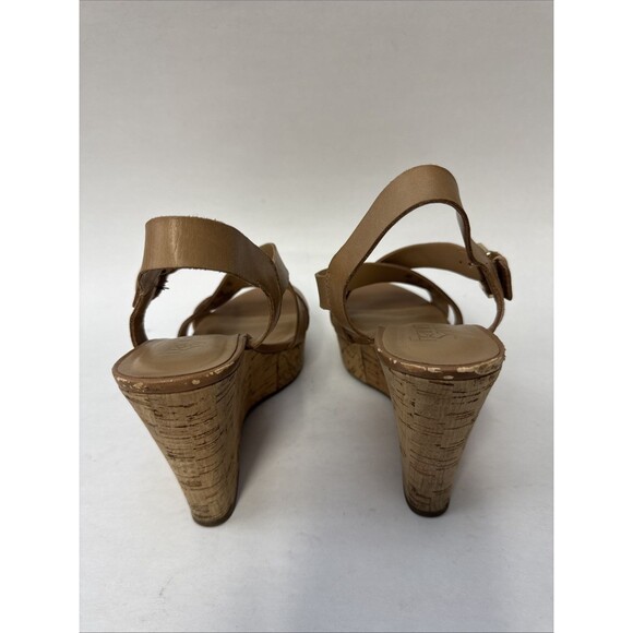 Franco Sarto Womens Pelma Sandals Cork Platform Beige Faux Leather Strappy sz 8M - Picture 4 of 11
